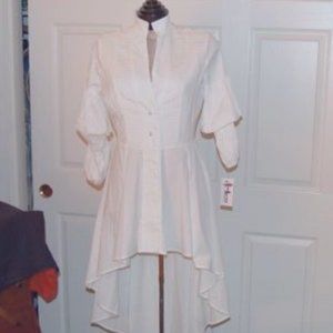 White Cotton Blouse with tail